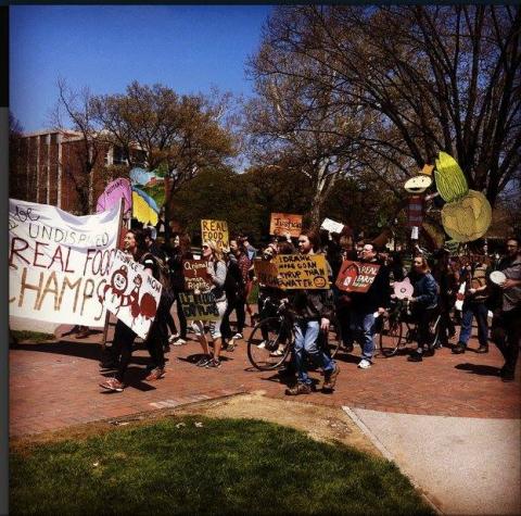 Rally at The Ohio State University in support of their campaign for the Real Food Campus Commitment, Spring 2015